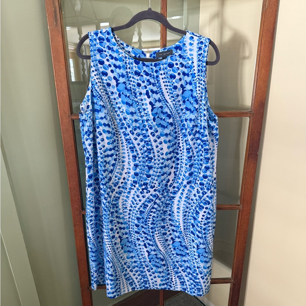 The Limited Blue and White Abstract Bubble Printed Sleeveless Midi Dress - XL